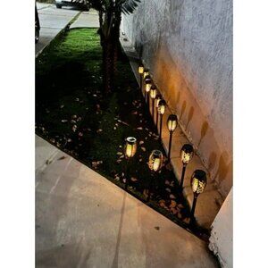 12 Packs Solar Torch Lights with Flickering Flame,  12LED Tiki Torch Solar